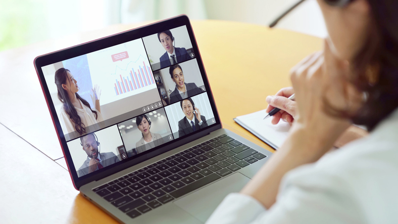 Video conference concept. Teleconference. Telemeeting. Webinar. Online seminar. e-Learning.